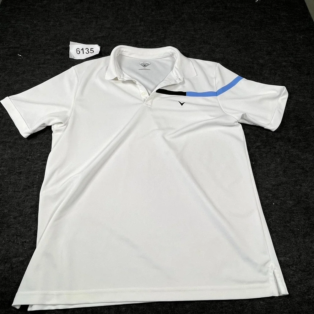 Callaway Performance Polo Shirt Mens Large White Short Sleeve Golf Sports Casual